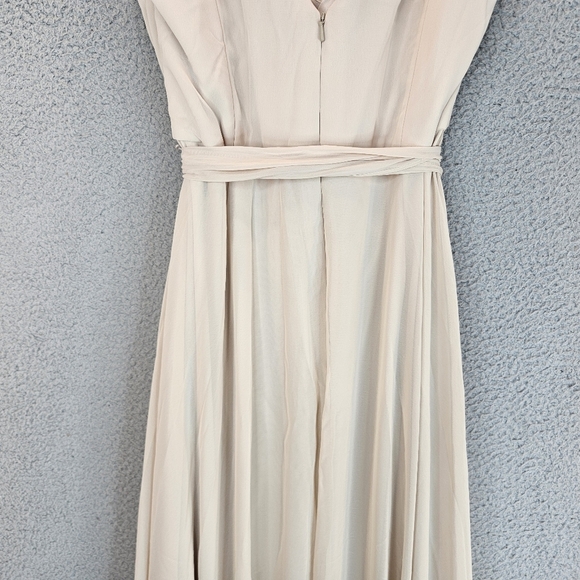 After Six Gown Womens Sz 14R Champagne Lux Chiffon Draped Flowy Romantic **READ* - Picture 9 of 14